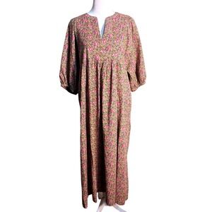 Universal Thread Floral Balloon Sleeve Maxi Dress Orange Pink XS